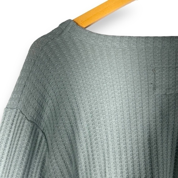 4 for $20 SALE! Chaser Waffle Knit Thermal V Neck Long Sleeve Top, Mint, Size XL - Picture 8 of 10